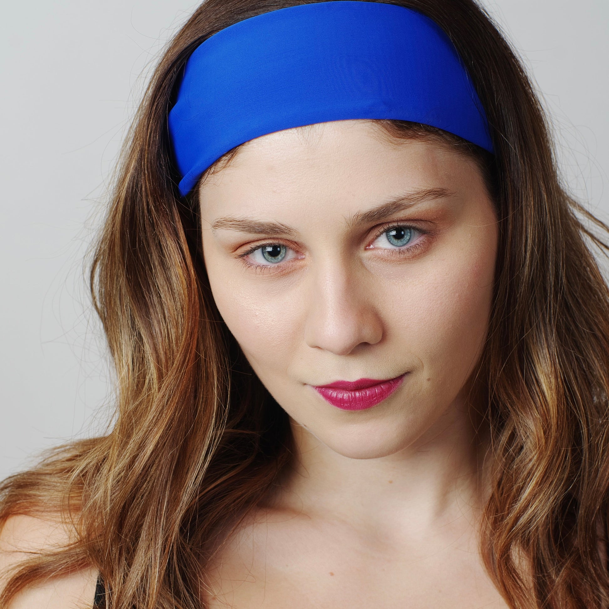 Girl wearing Royal Blue cooling headband