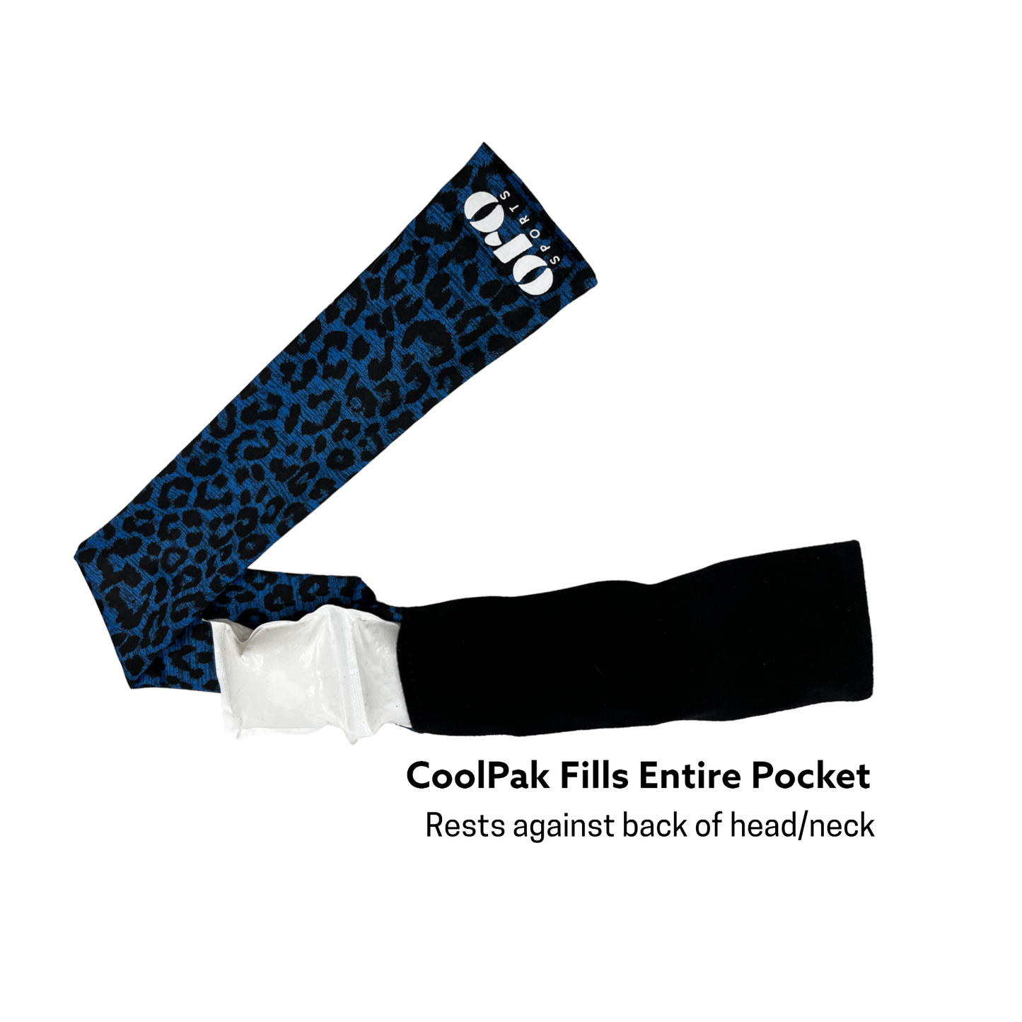 A blue leopard-print cooling neck wrap for dogs