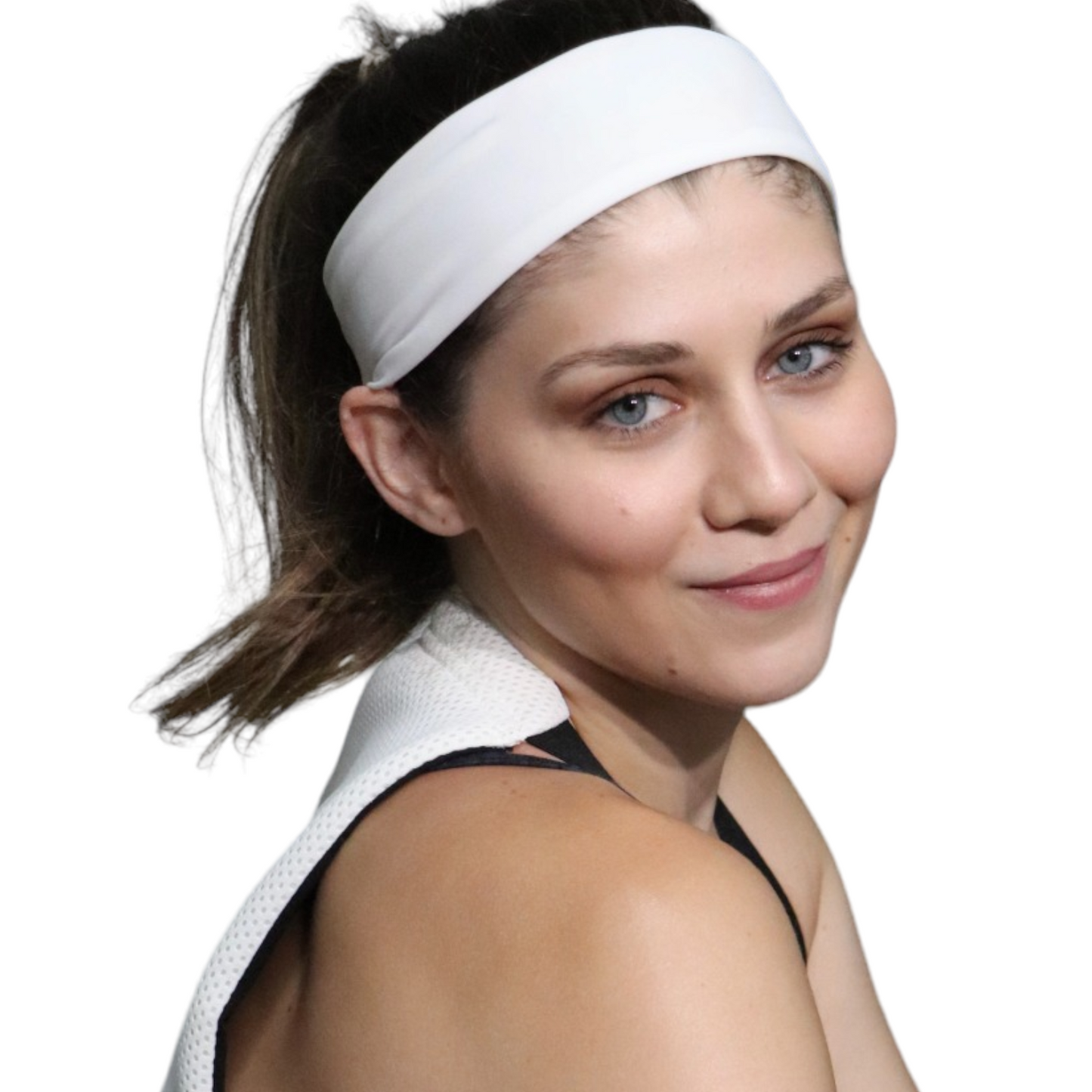 Athlete shown wearing Cooling Head Wrap in White