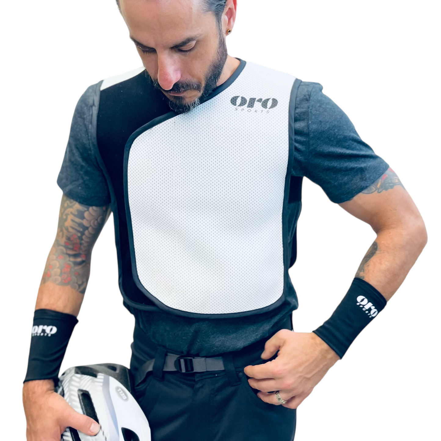The Ultimo cooling vest shown in White with Cooling Cuffs